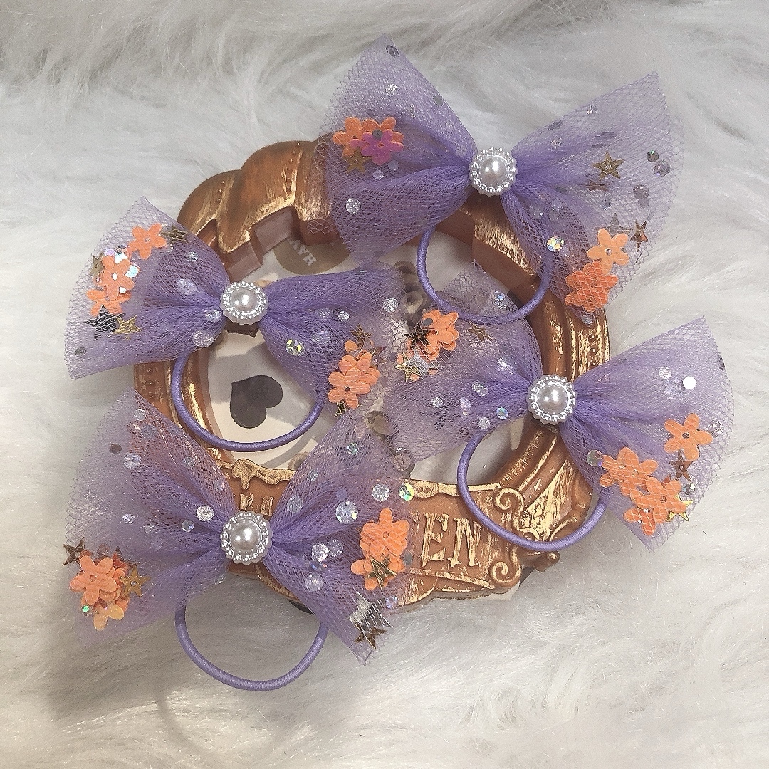 キッズ・ベビーのためのリボンヘアゴム ハロウィン チュール