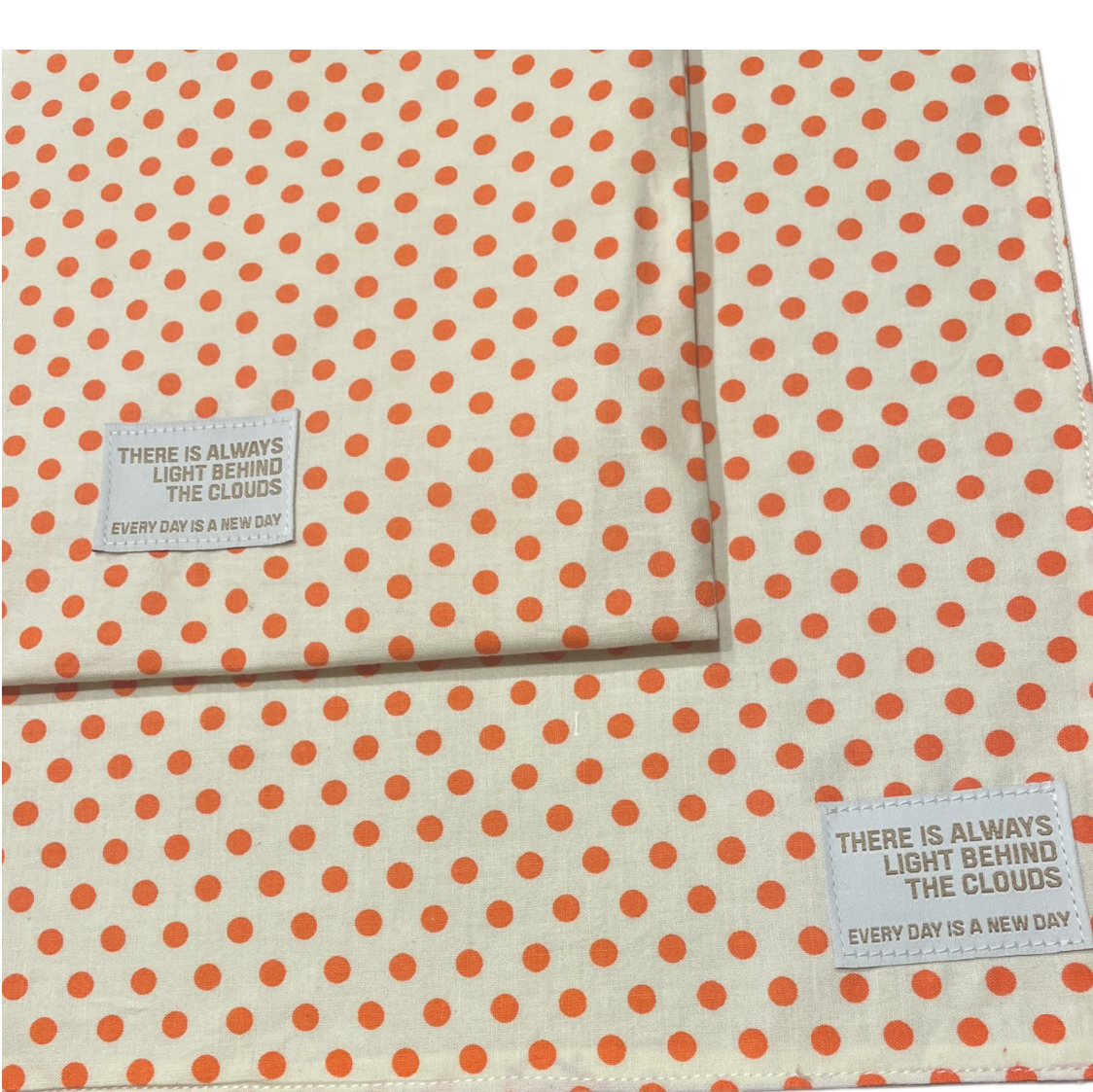 ハンドメイド 給食袋&ランチョンマットset オレンジドット 25×35