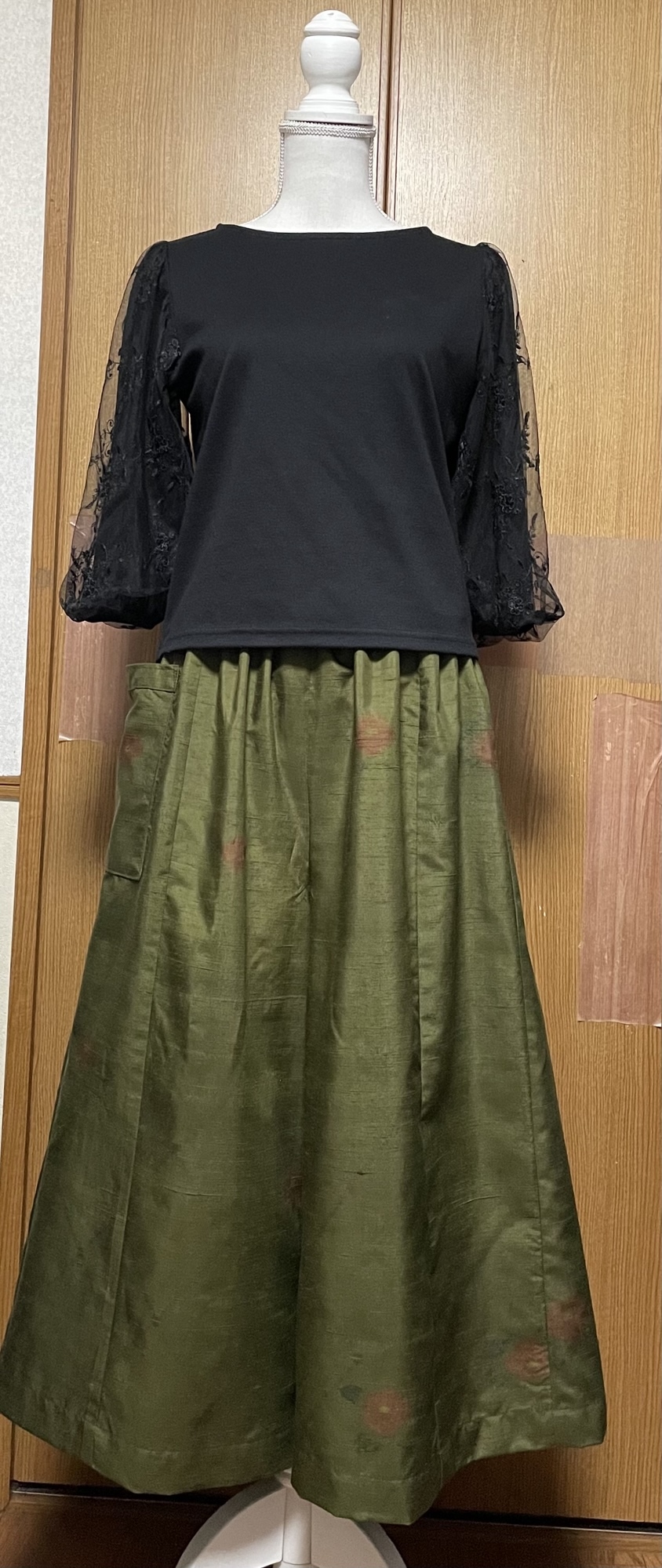 着物リメイク 絣(木綿)のパッチワークティアードスカート - NENO1365'S