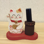 トールペイント  印鑑(シャチハタ)スタンド     招き猫  レッド