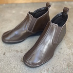【訳あり品】 23.0cm  EEEE 幅広　ショートブーツ　ダークブラウン