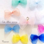 【ピアス可】オーガンジーリボン＆スワロのSUMMERイヤリング【受注製作】