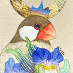 🎪NEW🎪【原画】文鳥の王とツユクサ