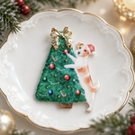クリスマスツリーとジャックラッセルテリアのピンバッジ