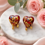 【とろけるハートちゃん♡】夜空MeltyHeart earring 赤 レッド 紫陽花 花びら ドライフラワー 金箔 星 金属アレルギー対応 サージカルステンレス ピアス イヤリング可