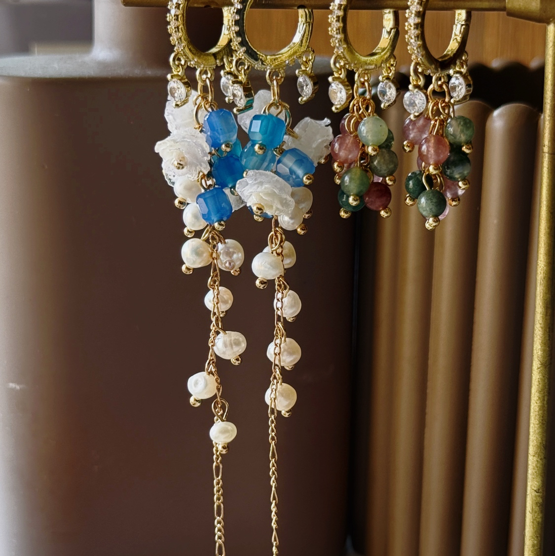 10pcs)限定商品)No.38【天然石18gpfカン付き】タイガーアイブルー)#LT6