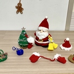 【送料無料】【クリスマス3点セット】編みぐるみサンタ・プレゼント袋•手編みオーナメント付き飾り