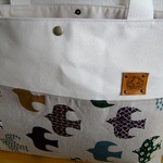 かもめシルエット☆たっぷりトートバッグ☆帆布＆本革タグ