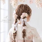 桜 満開 髪飾り リボン 　白 ／ウェディング 結婚式 前撮り撮影 お誕生日フォト 七五三  成人式 卒業式