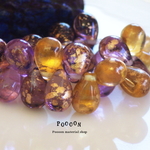 purple*yellow ドロップ チェコビーズ 20個