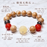 ❤️健康と長寿を願い、いつまでも健やかな毎日へ 天然石ブレスレット |イエロージェード・珪化木・赤メノウ  パワーストーンブレスレット No.938