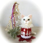 白猫クリスマス・マトリョーシカ風★羊毛フェルト
