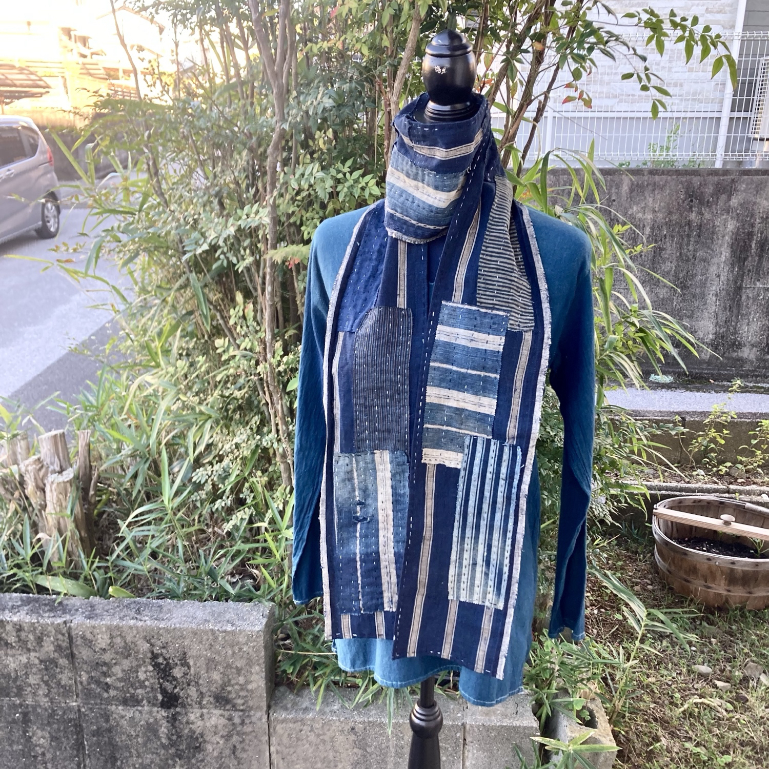 C54 襤褸 帽子 古布 リメイク 藍染 藍染め パッチワーク 継ぎ接ぎ