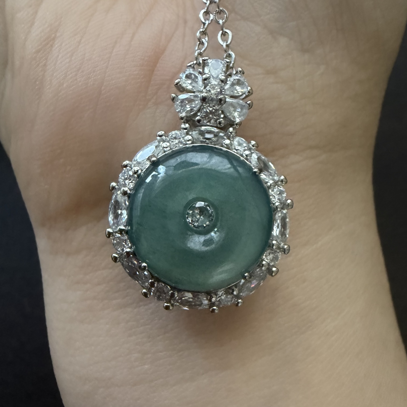 天然翡翠 平安扣 ペンダントトップ 縁起物 無含浸 無着色 - farbe-jade