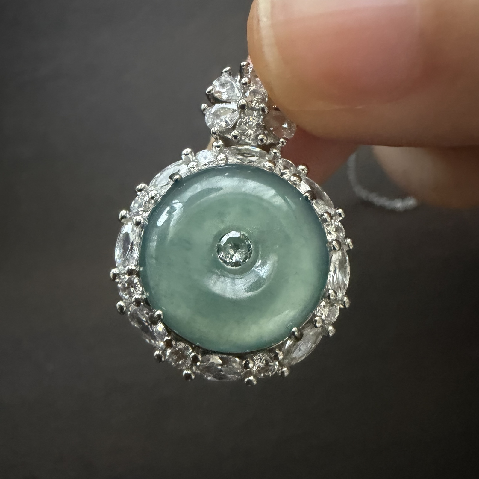 天然翡翠 平安扣 ペンダントトップ 縁起物 無含浸 無着色 - farbe-jade