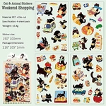  猫 ねこ PETシール Weekend Shopping ダイカットシール 4シート入 お買い物 コラージュ素材 手帳デコ フレークシール【m】
