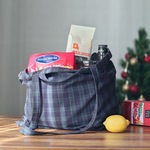 緑チェックトートバッグ ｜ クリスマスギフト ・ プチギフト にも｜ 肩掛け 2WAY ・ A4対応 ｜ サブバッグ