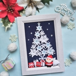 サンタクロースと雪の結晶ツリー＊フレームアレンジ＊クリスマス飾り＊ちりめんつまみ細工