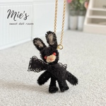 ハロウィン 黒うさぎ ミニチュア ショルダー バッグ カバン ぬいぐるみ シルバー カニカン リカちゃん モールアート 小物