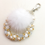 ミンクファーとペレンクロッシェのキーホルダー