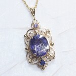 14Kgf 高品質!!アイオライトサンストーンのペンダント＊（ワイヤーアクセサリー ワイヤージュエリー 紫月 天然石  ）