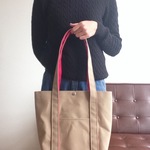 ドータートート　ベージュ×ピンク　帆布
