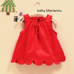 再販☆コーデュロイのスカラップワンピース【red】