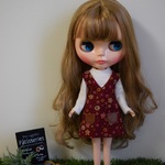 トップス＆花柄ワンピセット☆紅　ブライス・リカちゃんサイズ