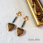 ヴィンテージのハートロングイヤリング/ピアス/ノンホールピアス