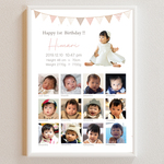4色から選べる成長時計 1歳誕生日 ベビーポスター