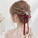 【ダークパープル】ベロアリボンのポニーフック