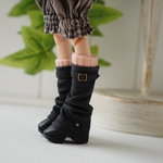 【1/6サイズ】【ヒール】Boots : Buckle（ブラック　靴下:シェルピンク）