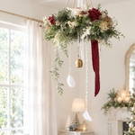 【再販×3】ベル付きクリスマスフライングリース 直径27cm 無料ラッピング クリスマス クリスマスリース クリスマスインテリア クリスマス準備 ハンギングリース クリスマスアイテム ギフト ご褒美