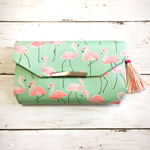 ゆにこおん 様  オーダー品  ✾長財布✾通帳ケース タッセル付き♡フラミンゴ柄(yellow green)