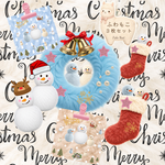 ふわもこ・クリスマス・ゆきだるまのデジタルペーパー３枚セット・PC壁紙