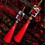 【和風】花札&タッセルピアス（花見で一杯）【和】【着物】【サブカル】