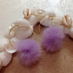 ファーフープピアス ライラック