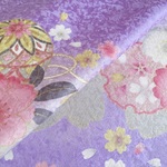 🐇藤色 京友禅 金彩桜模様 正絹 紋意匠 丹後ちりめん No.29-5【100cm×39cm】振袖仮絵羽の解き 和布 生地 はぎれ リメイク素材 silk100%