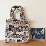 ねこの大きめトートバッグとフラットポーチのセット