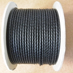 編み込み丸革紐  3mm(直径)×1M（長さ）ブラック 革紐 レザーコード