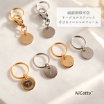 長く続く輝き＊イニシャル刻印チャーム　ゴールド　シルバー　ミラー　金属アレルギー対応　サージカルステンレス　ペア　キーチャーム　文字入れ　記念　推し活　ギフト　プレゼント　父の日　夏