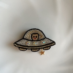 UFO&宇宙人　ブローチ　ビーズ刺繍　コズミック