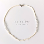 【petit  white perl】 白 × クリア ビーズネックレス チョーカー ホワイト 透明 パール necklace white 