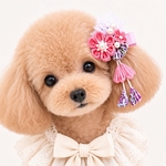 うちの子の特別な日に♡桃色つまみ細工 犬用髪飾り｜七五三・お正月・