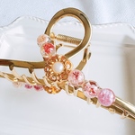 バンスクリップ　大きめ　かすみ草　レジン　上品　ヘアクリップ　ヘアアクセサリー　ピンク　桜　オケージョン