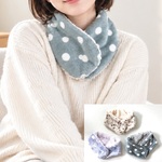 ミント小花柄ふわふわマフラー（親子コーデ、ネックウォーマー、襟巻き） 