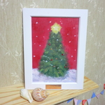 油絵　『クリスマスツリー』　額付き