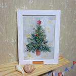 油絵　『クリスマスツリー』no2　額付き