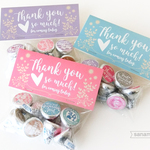 【ラッピング材付き】名入れ・キスチョコシール40枚（4カラータイプから選べます）+パッケージ・透明袋：各5枚のセット