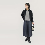 ●10周年SALE●岡山デニム 毎日を上質に心地よく 色落ちしない濃紺 ギャザー ロングスカート ●IRIS-SK●